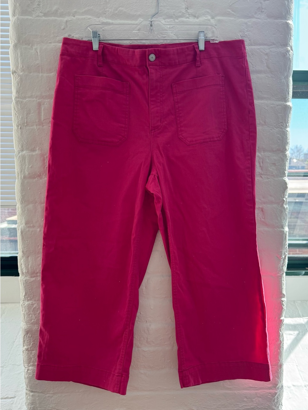 Code Bleu Hot Pink Wide-Leg Crop Denim Pants